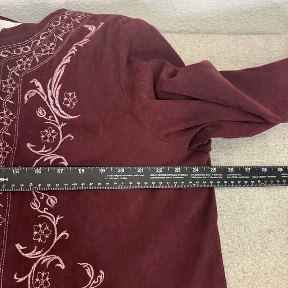 Susan Graver Blazer Women 1X Wine Embroidered Jacket Office Corporate WorK Party - Picture 6 of 10